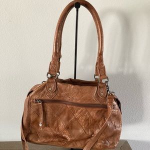 Day & Mood Leather Shoulder Bag in Cognac